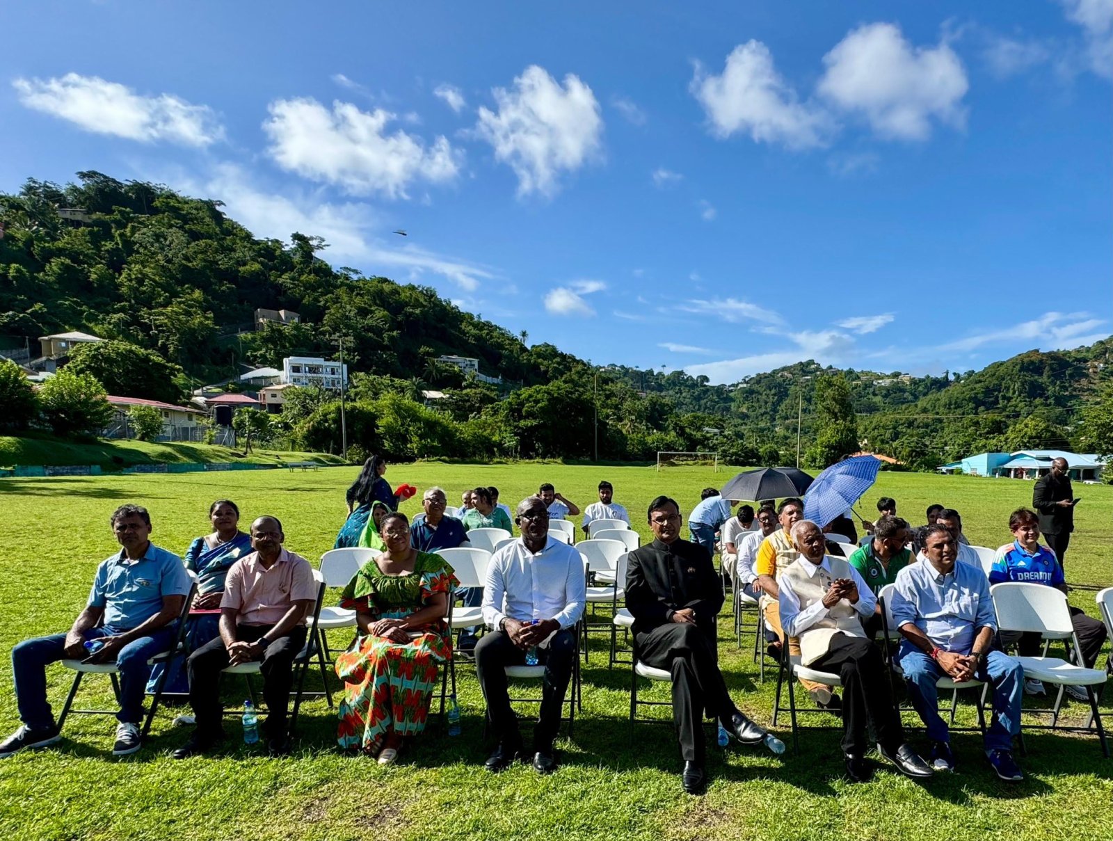 The High Commission of India, in collaboration with the vibrant Indian diaspora, celebrated the 79th Independence Day of India at Tempe Playing Field at the beautiful Spice Island of Grenada. The national flag was ceremoniously unfurled by Dr. Pradeep Rajpurohit, High Commissioner. Hon. Joseph Andall, Minister for Foreign Affairs, Trade and Export Development graced the occasion as the Chief Guest, Mr. Gita Kishore Kumar, Non-resident HC of Grenada to India with other distinguished guests. Prominent members of the Indian diaspora were also presented, reflecting the strong bonds of friendship between India and Grenada.