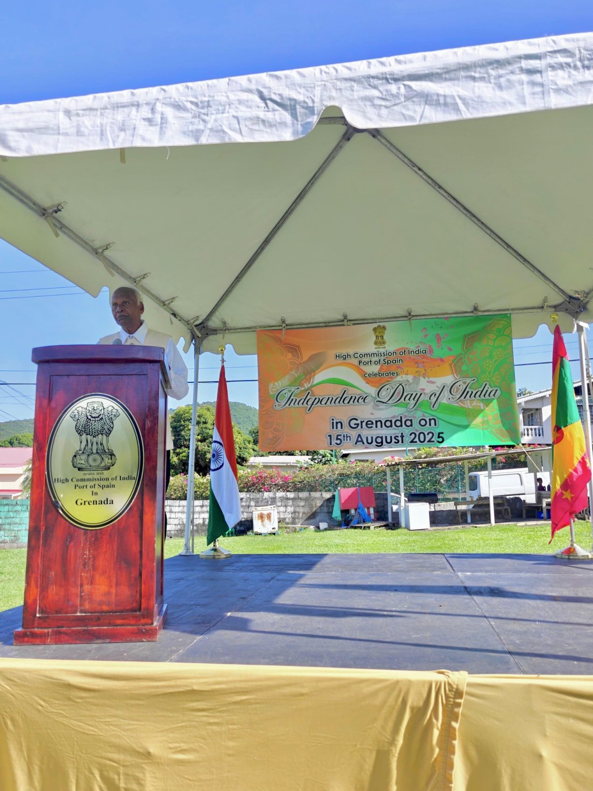 The High Commission of India, in collaboration with the vibrant Indian diaspora, celebrated the 79th Independence Day of India at Tempe Playing Field at the beautiful Spice Island of Grenada. The national flag was ceremoniously unfurled by Dr. Pradeep Rajpurohit, High Commissioner. Hon. Joseph Andall, Minister for Foreign Affairs, Trade and Export Development graced the occasion as the Chief Guest, Mr. Gita Kishore Kumar, Non-resident HC of Grenada to India with other distinguished guests. Prominent members of the Indian diaspora were also presented, reflecting the strong bonds of friendship between India and Grenada.