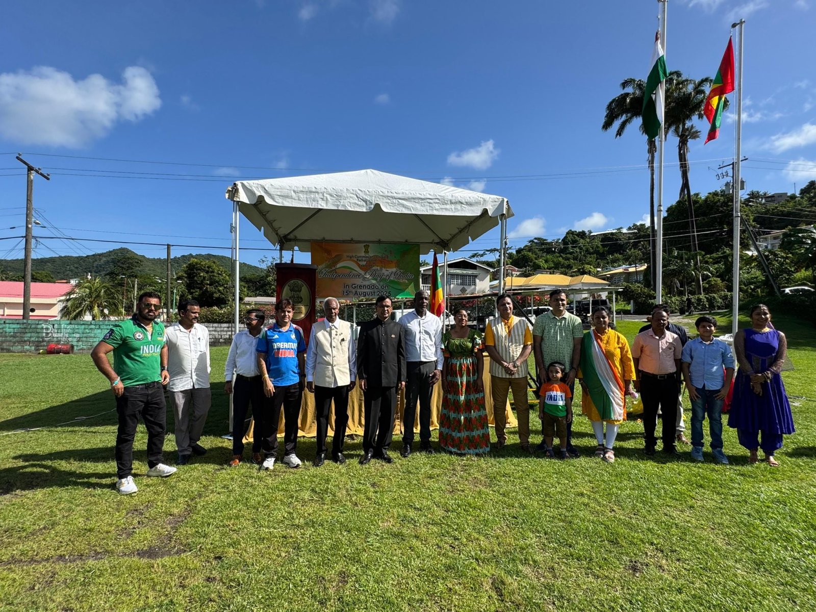 The High Commission of India, in collaboration with the vibrant Indian diaspora, celebrated the 79th Independence Day of India at Tempe Playing Field at the beautiful Spice Island of Grenada. The national flag was ceremoniously unfurled by Dr. Pradeep Rajpurohit, High Commissioner. Hon. Joseph Andall, Minister for Foreign Affairs, Trade and Export Development graced the occasion as the Chief Guest, Mr. Gita Kishore Kumar, Non-resident HC of Grenada to India with other distinguished guests. Prominent members of the Indian diaspora were also presented, reflecting the strong bonds of friendship between India and Grenada.