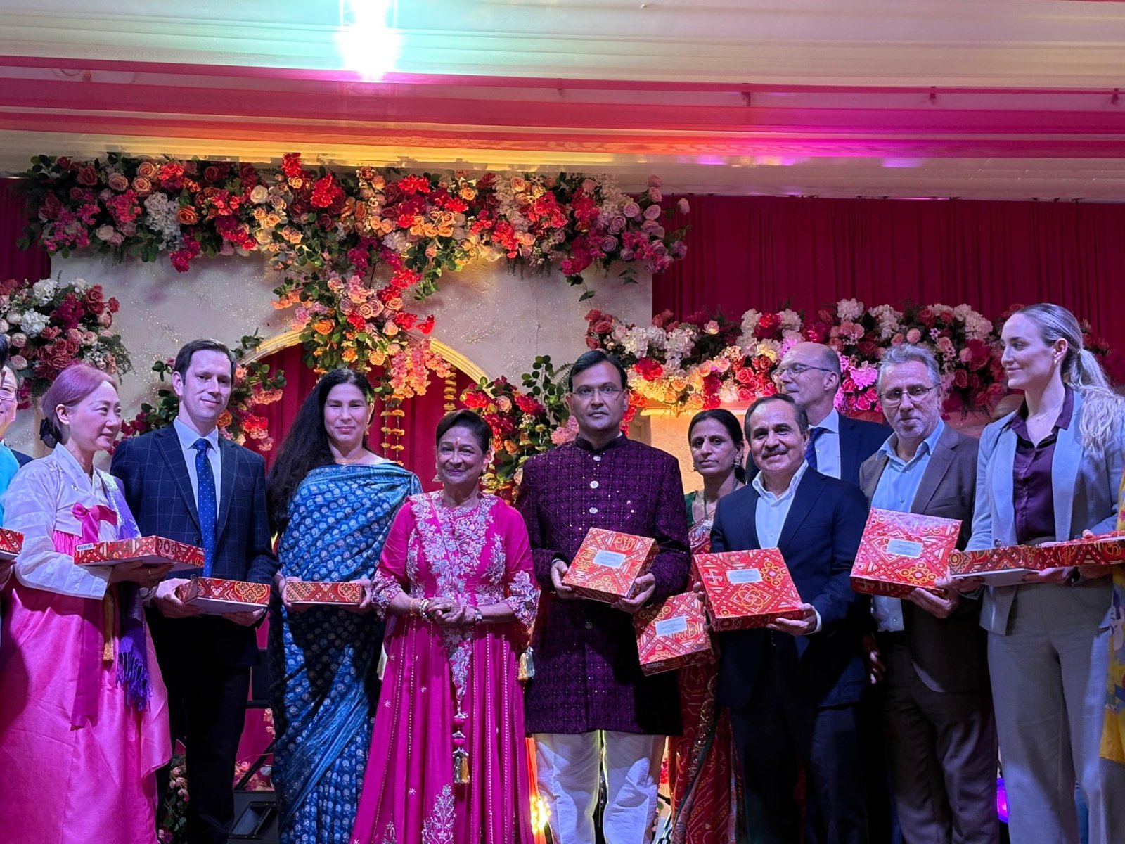 High Commissioner Dr. Rajpurohit joining Hon’ble Kamla Persad Bissessar, PM of Trinidad & Tobago, at the annual Diwali celebration at the Prime Minister’s constituency, Siparia
