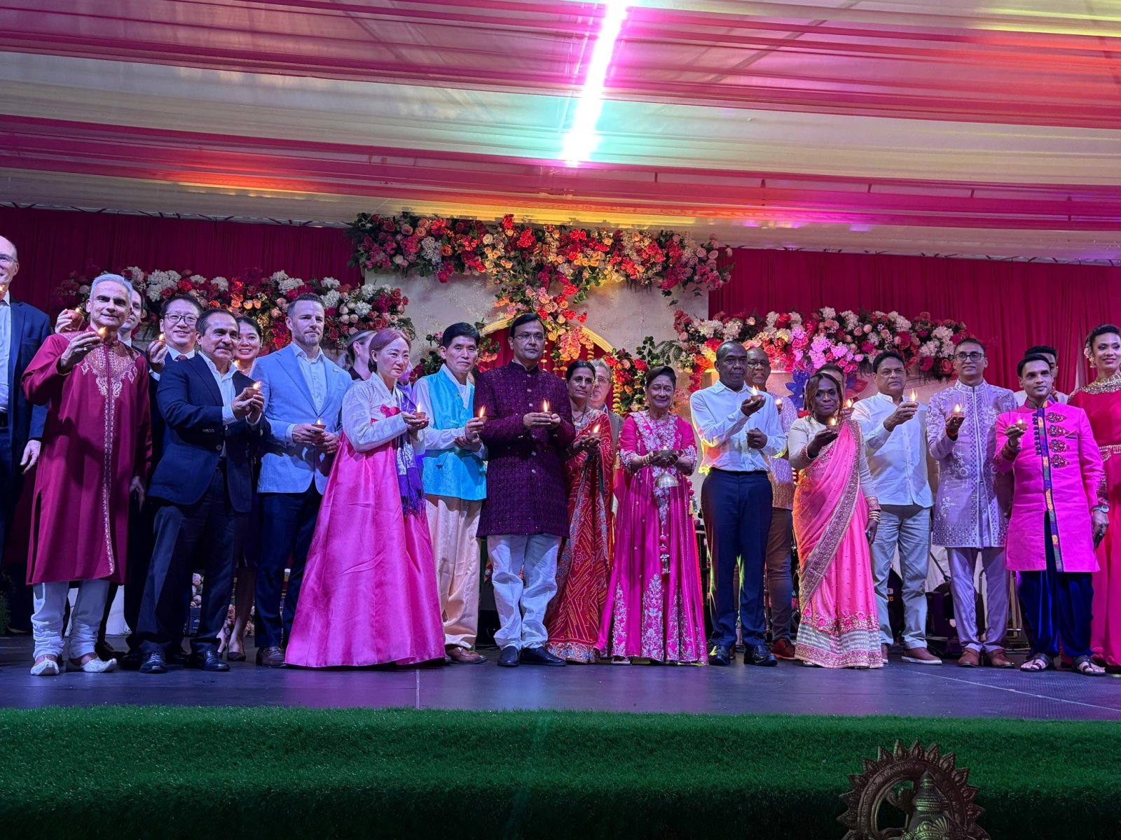 High Commissioner Dr. Rajpurohit joining Hon’ble Kamla Persad Bissessar, PM of Trinidad & Tobago, at the annual Diwali celebration at the Prime Minister’s constituency, Siparia