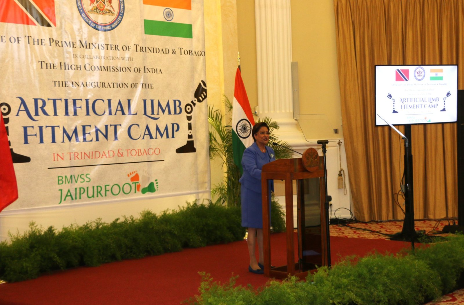 Official launch of Artificial Limp Fitment Camp (Jaipur Foot) by Honourable Kamla Persad Bissessar, Prime Minister of Trinidad and Tobago in Port of Spain on October 3, 2025.
