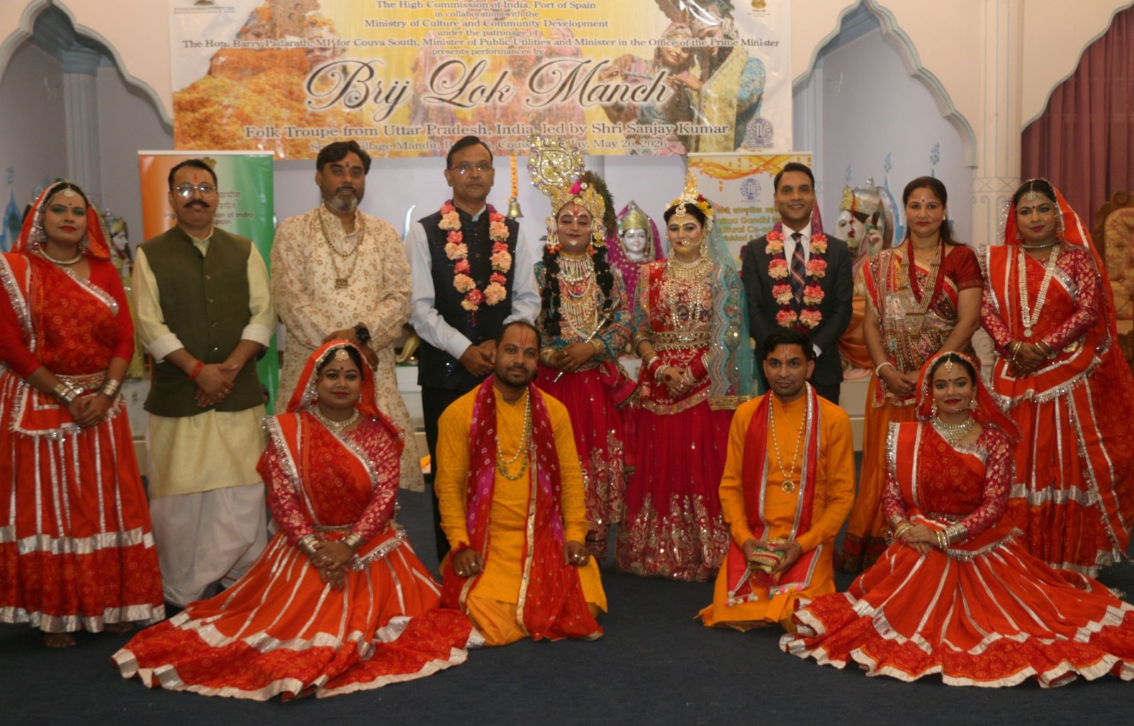 Brij Lok Manch Dance Group performing at the Spring Village Mandir, Couva on the occasion of Indian Arrival Day