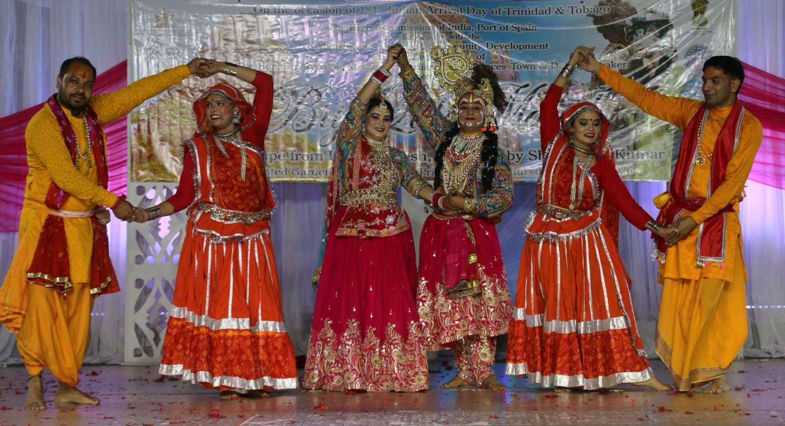 Brij Lok Manch Dance Group performing at the Enchanted Gardens Banquet hall, Princes Town on the occasion of Indian Arrival Day