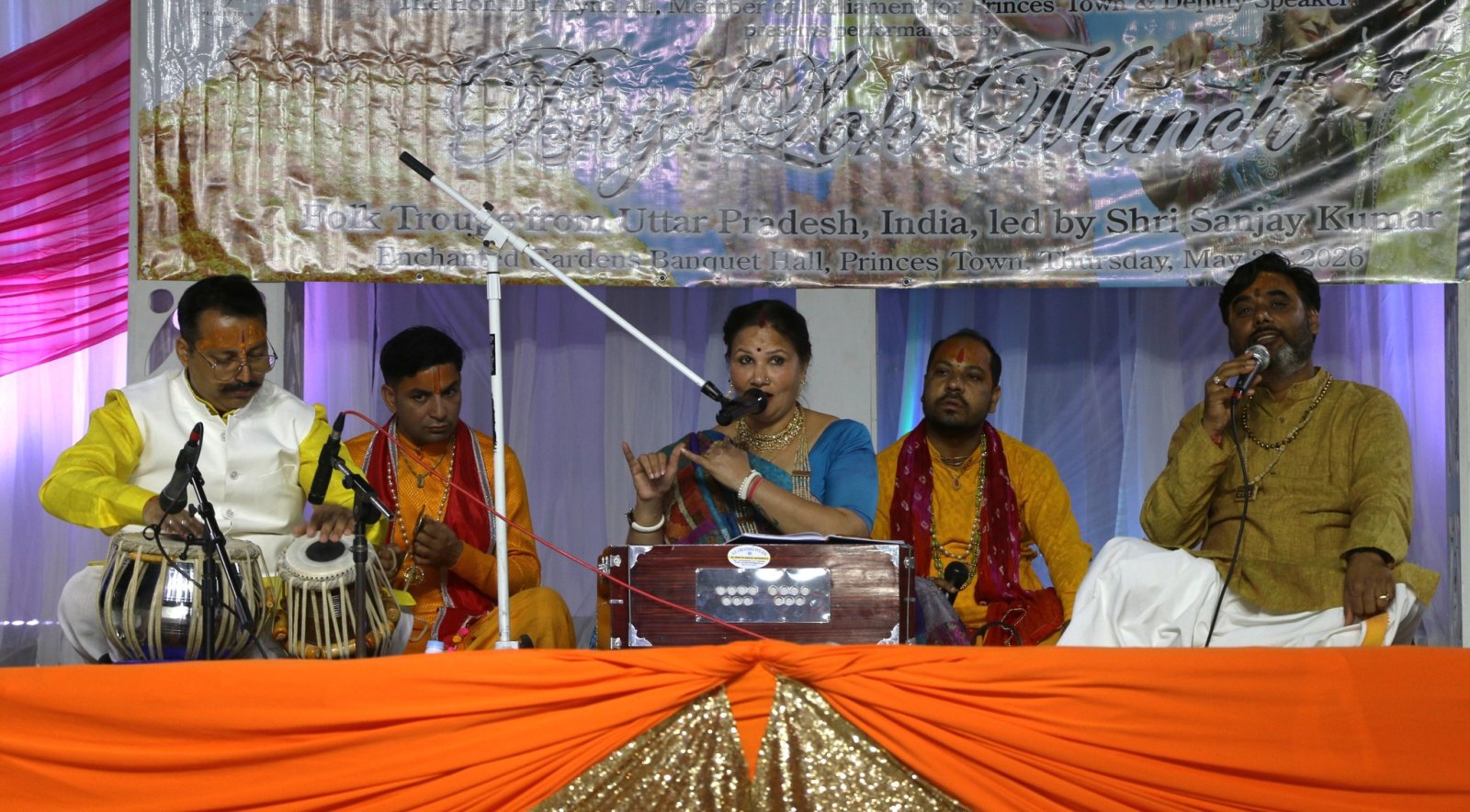 Brij Lok Manch Dance Group performing at the Enchanted Gardens Banquet hall, Princes Town on the occasion of Indian Arrival Day