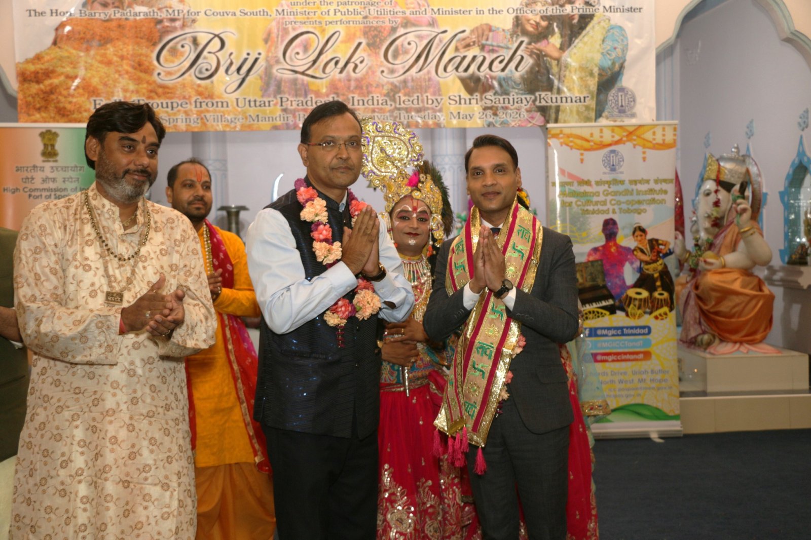 Brij Lok Manch Dance Group performing at the Spring Village Mandir, Couva on the occasion of Indian Arrival Day