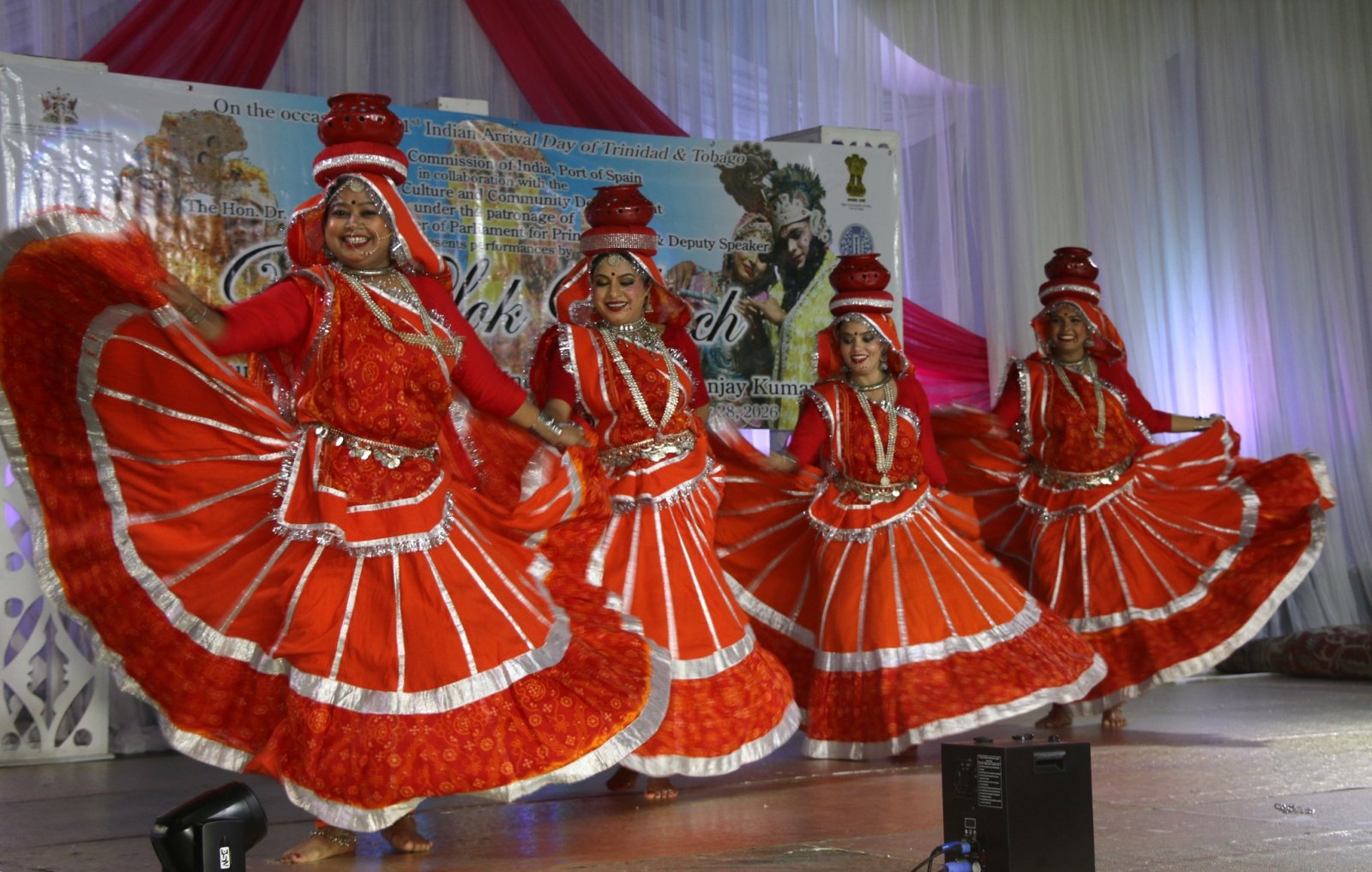Brij Lok Manch Dance Group performing at the Enchanted Gardens Banquet hall, Princes Town on the occasion of Indian Arrival Day