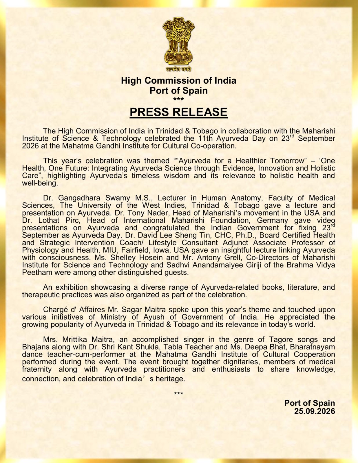 Ayurveda Day 2026.