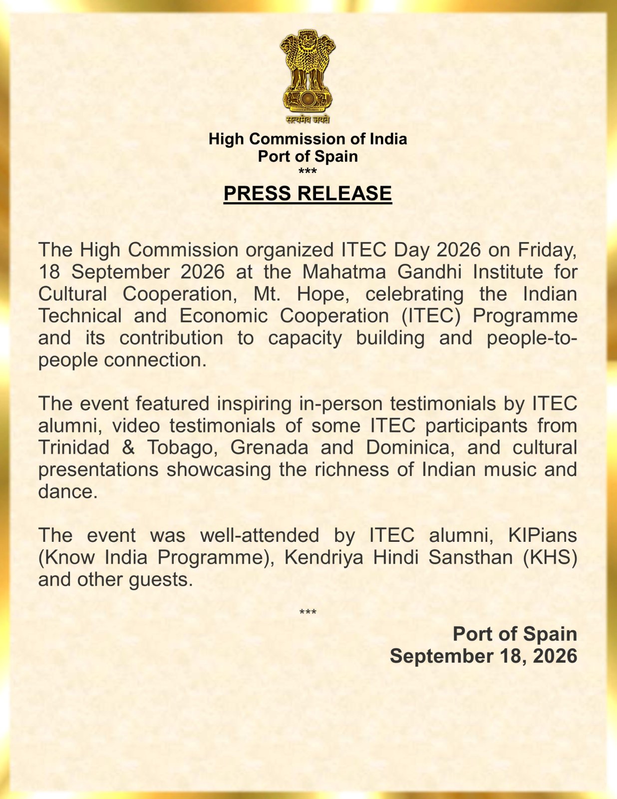 ITEC Day Celebration 2026.