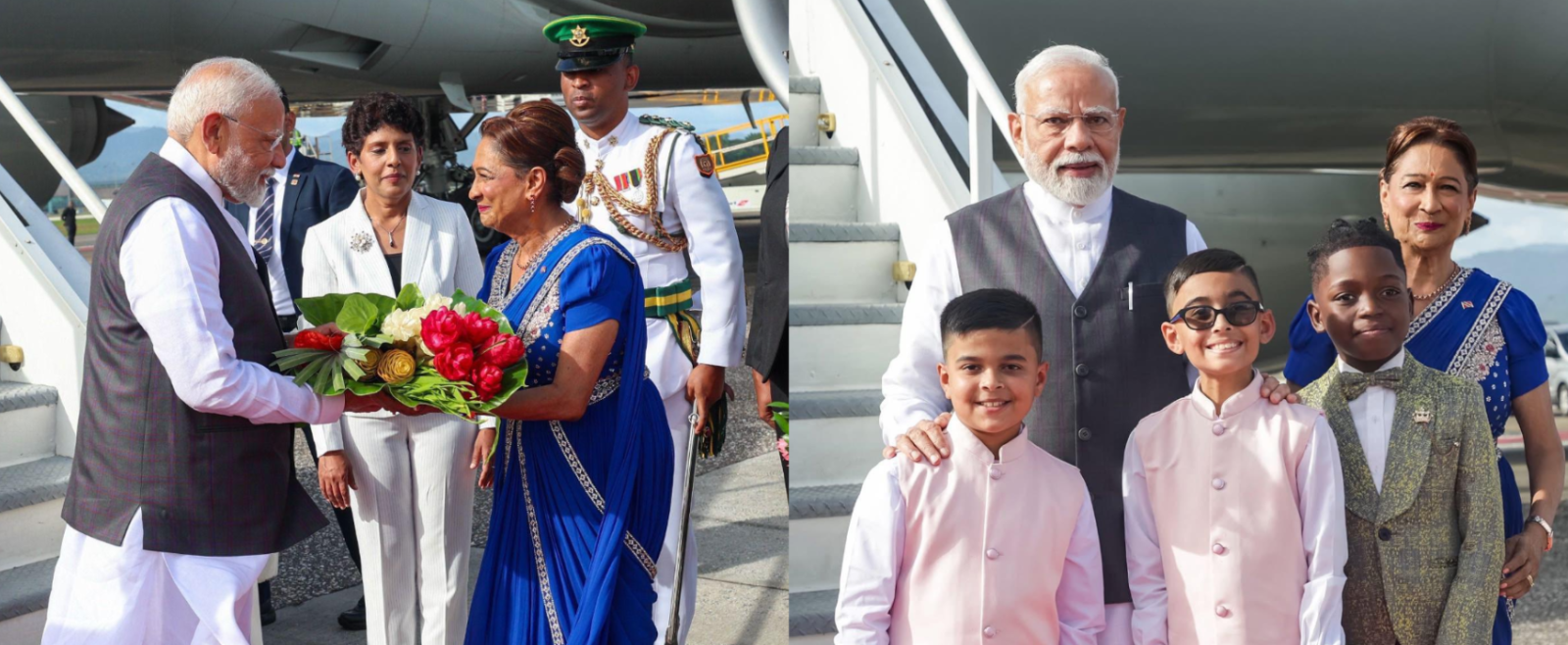 The Honourable Prime Minister of the Republic of Trinidad and Tobago, Kamla Persad -Bissessar, warmly welcomed Prime Minister of India Shri Narendra Modi upon his arrival at the Piarco International Airport on the 3rd of July 2025