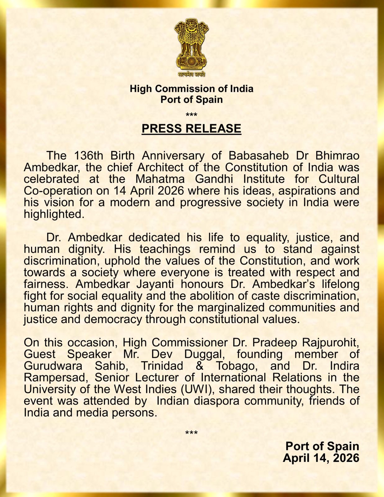 Observance of Ambedkar Jayanti