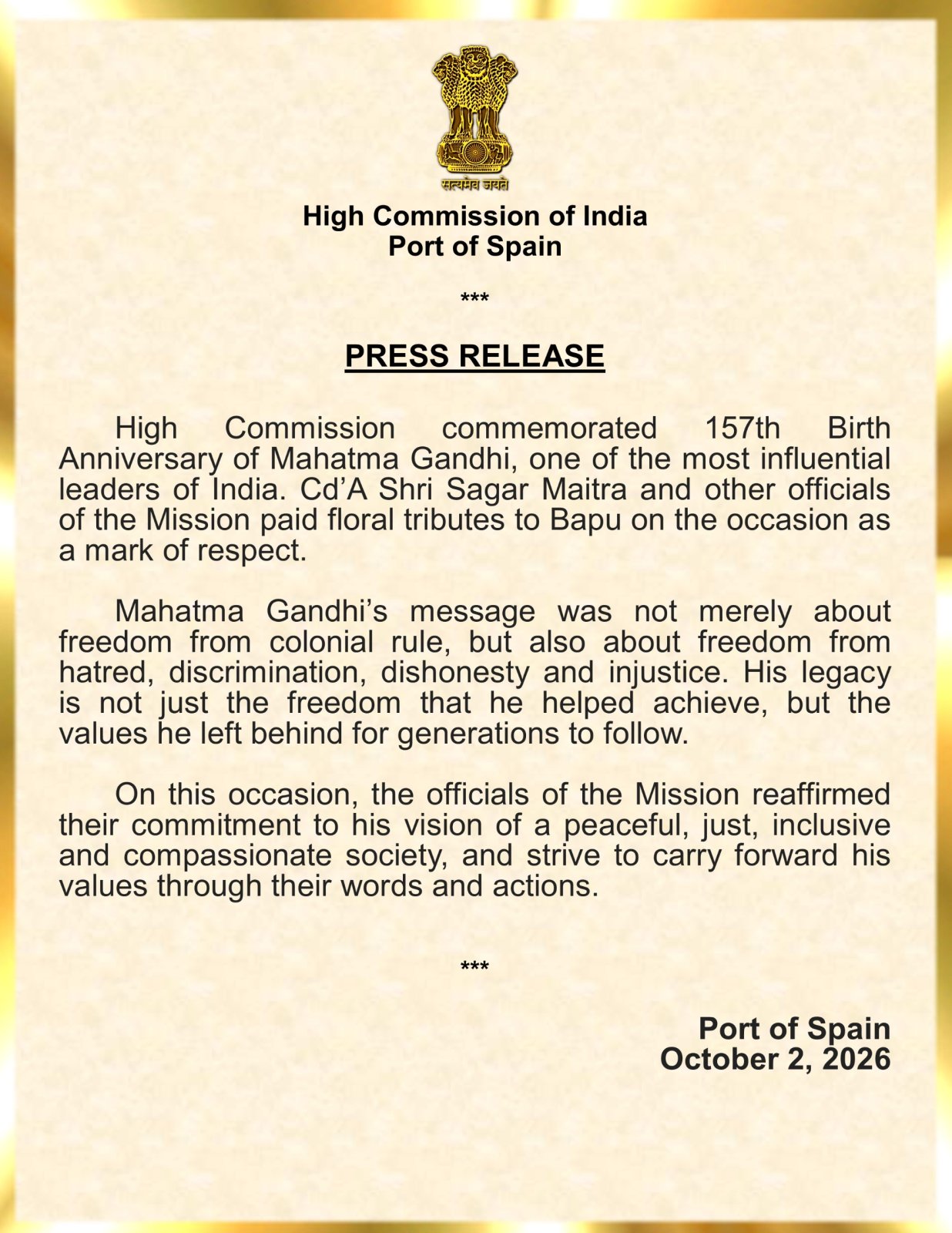 Gandhi Jayanti 2026