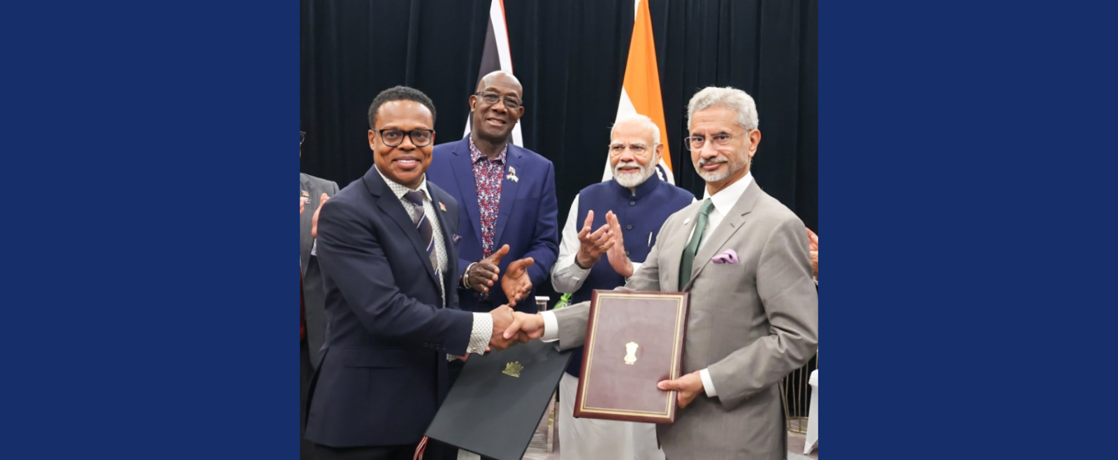 In the presence of Prime Minister Shri Narendra Modi and Hon'ble Dr. Keith Rowley, Prime Minister of the Republic of Trinidad and Tobago, the Minister of Foreign Affairs of the two countries exchanged an MoU on