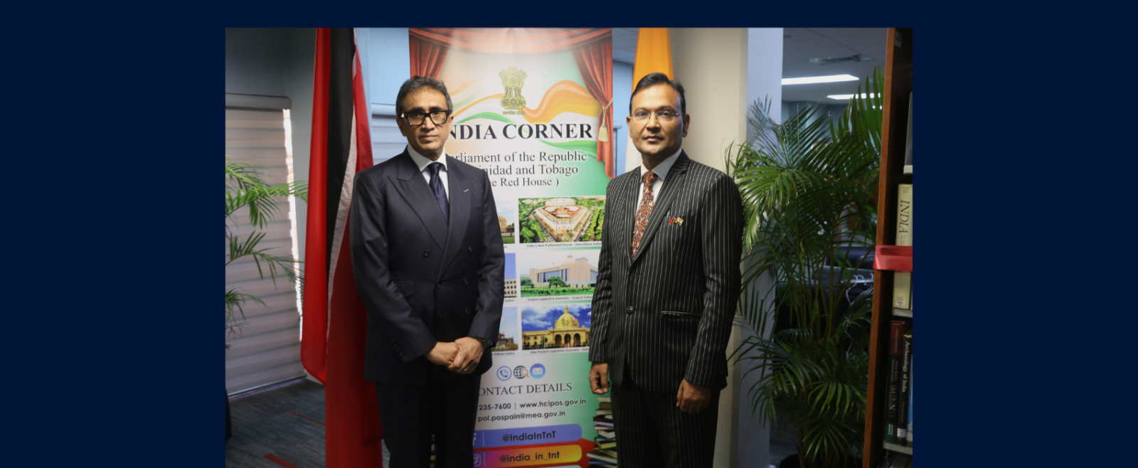 The High Commission of India set up an India Corner at the Library of the Parliament of Trinidad & Tobago at the historic Red House in Port of Spain on November 13, 2025. It was formally launched by Hon’ble Jagdeo Singh, Speaker of the House of Representatives along with Dr. Pradeep Rajpurohit, High Commissioner on the 13th November 2025.