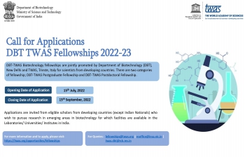 The Department of Bio-technology, Ministry of Science & Technology, India & UNESCO-TWAS established a fellowship programme for foreign scholars who wish to pursue research towards a PhD in #biotechnology. #indiabiotechnology